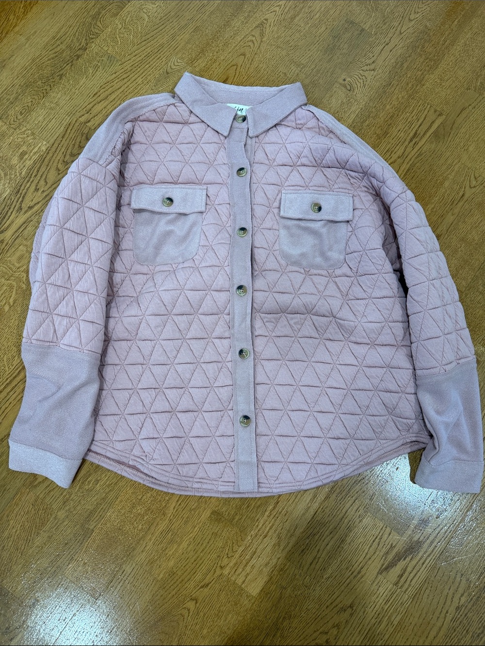 Quilted Light Pink Utility Jacket - Button Front Shacket